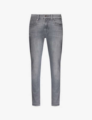 Shop 7 For All Mankind Men's Grey Slimmy Tapered Slim-fit Tapered Stretch-denim Jeans