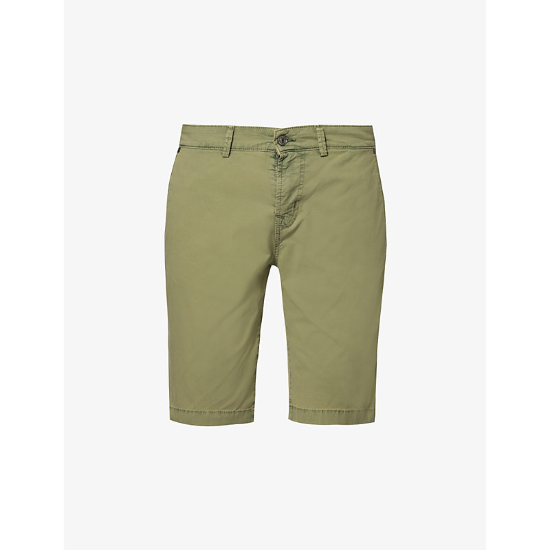 Shop 7 For All Mankind Men's Green Perfect Regular-fit Stretch-cotton Chino Shorts