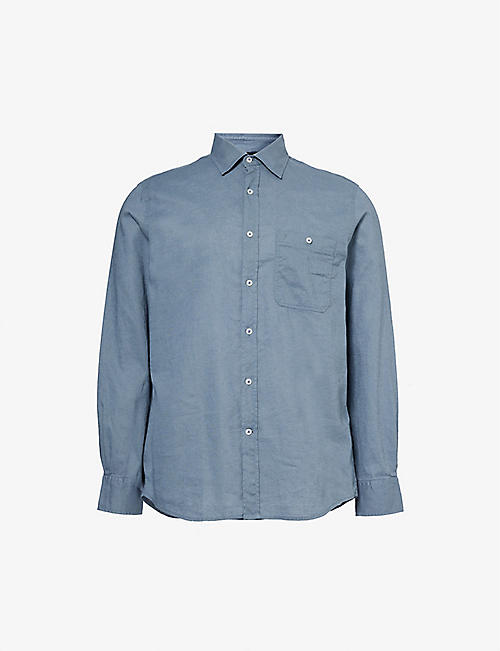 7 FOR ALL MANKIND: Chest-pocket long-sleeved linen and cotton-blend shirt