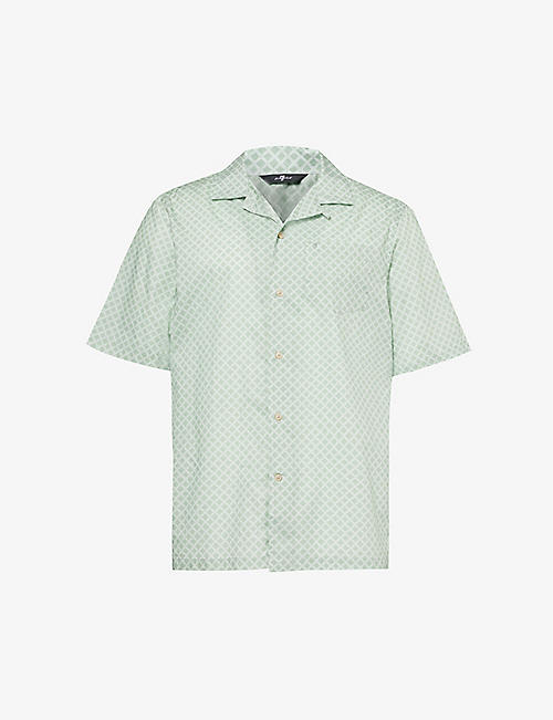 7 FOR ALL MANKIND: Geometric-print camp-collar cotton shirt