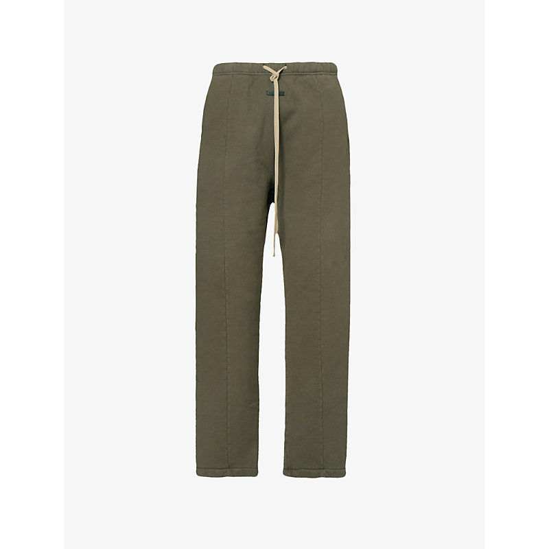 Fear Of God Mens Olive Forum Brand-patch Cotton-jersey Jogging Bottoms