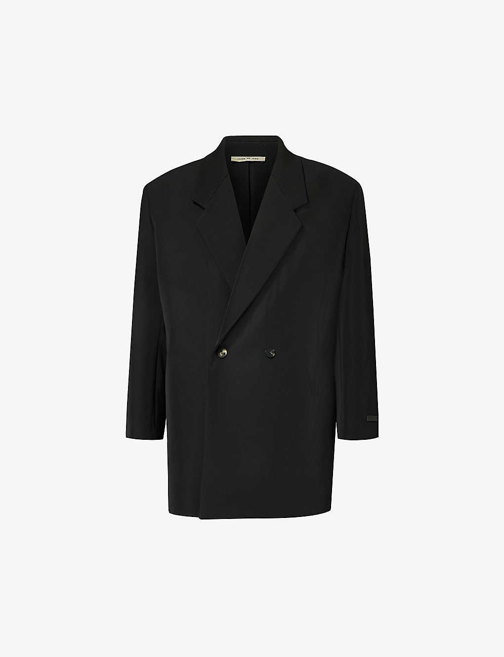 Fear Of God Mens Black California Notched-lapel Oversized Wool And Cotton-blend Jacket