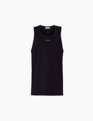 Fear Of God Mens Black Brand-patch Stretch-cotton Tank Top