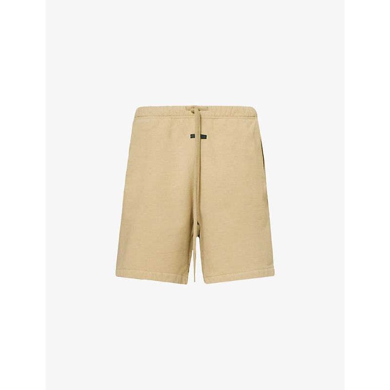 Fear Of God Mens Camel Brand-patch Relaxed-fit Cotton-jersey Shorts
