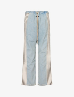 FEAR OF GOD FEAR OF GOD MENS LIGHT INDIGO STRIPED-PANEL RELAXED-FIT JEANS
