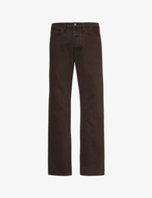 Shop Fear Of God Brand-patch Straight-leg Jeans In Deer