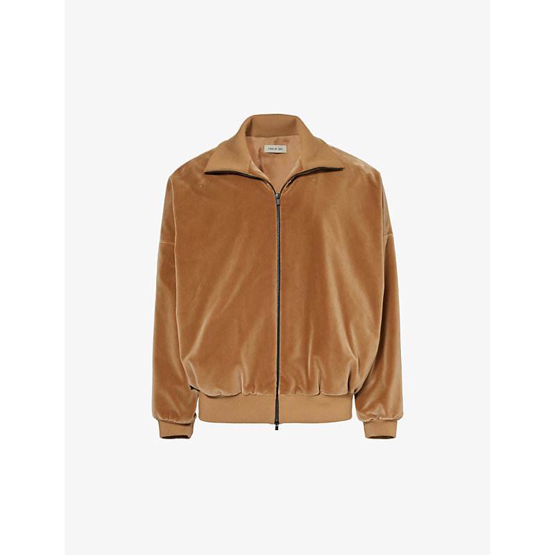 Fear Of God Mens Camel Funnel-neck Relaxed-fit Cotton-blend Jacket