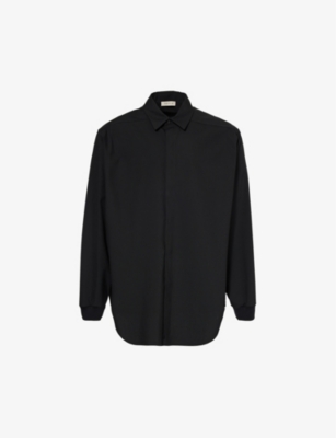 Fear Of God Mens Black Brand-patch Relaxed-fit Cotton-blend Shirt