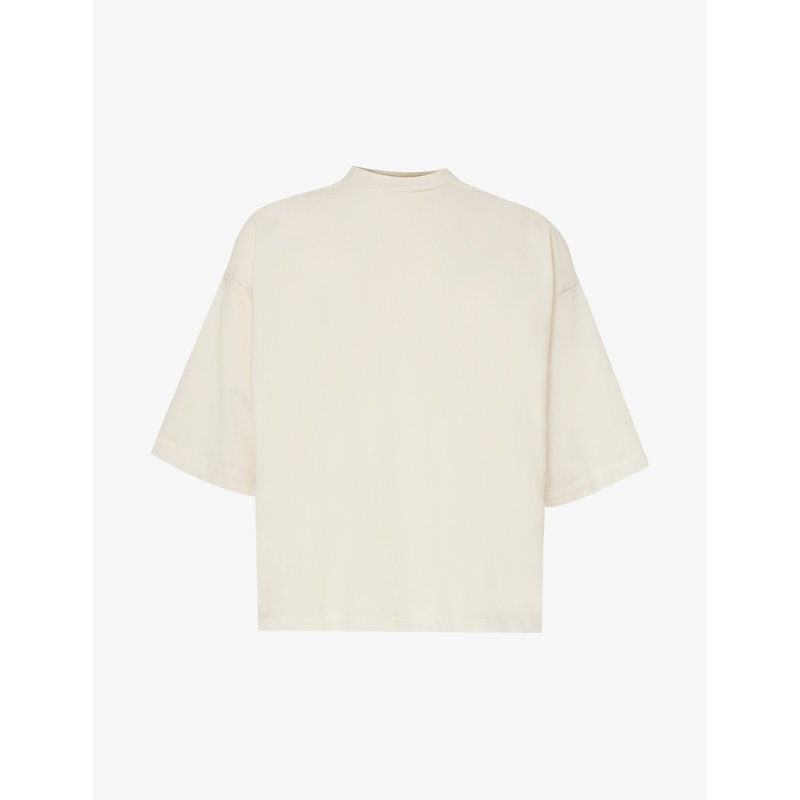 Fear Of God Mens Cream Crewneck Relaxed-fit Cotton-jersey T-shirt