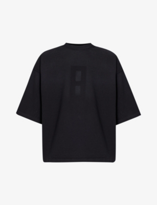 Shop Fear Of God Men's Black Crewneck Relaxed-fit Cotton-jersey T-shirt