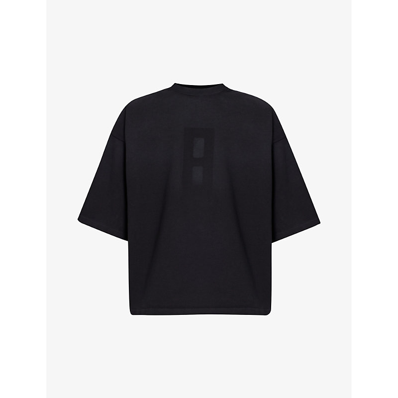 Shop Fear Of God Men's Black Crewneck Relaxed-fit Cotton-jersey T-shirt
