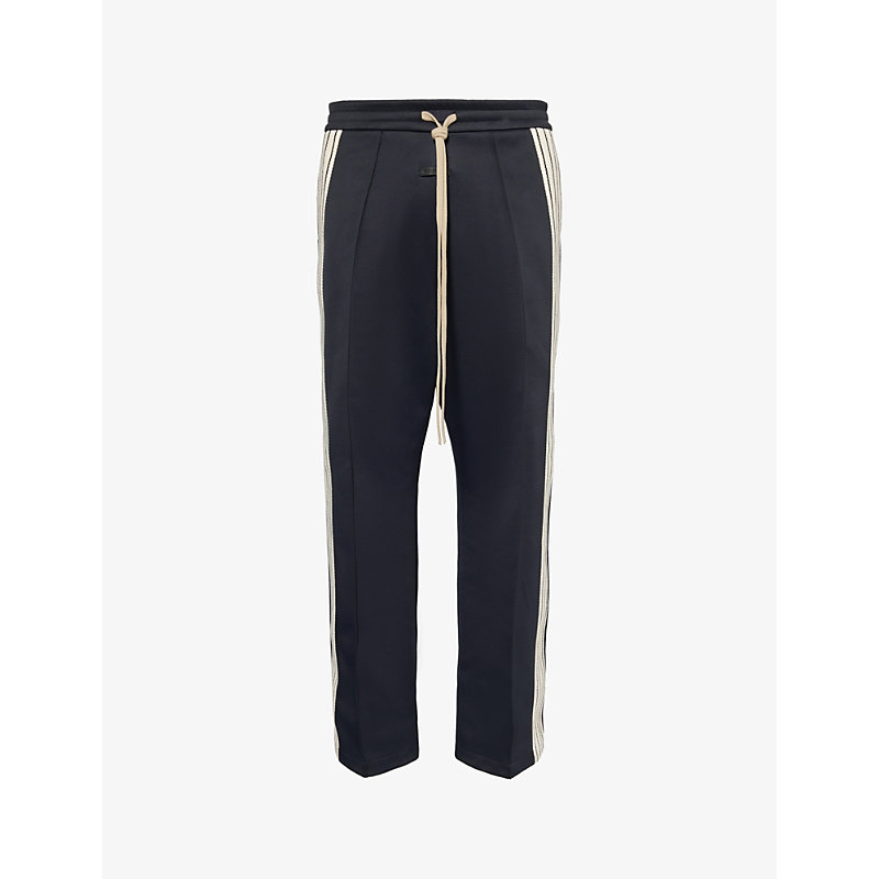 Shop Fear Of God Men's Black Contrast-panel Relaxed-fit Woven Jogging Bottoms