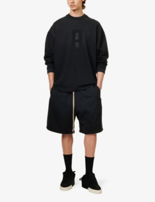 Shop Fear Of God Long-sleeved Relaxed-fit Cotton-jersey T-shirt In Black