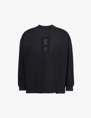 Shop Fear Of God Mens Black Long-sleeved Relaxed-fit Cotton-jersey T-shirt