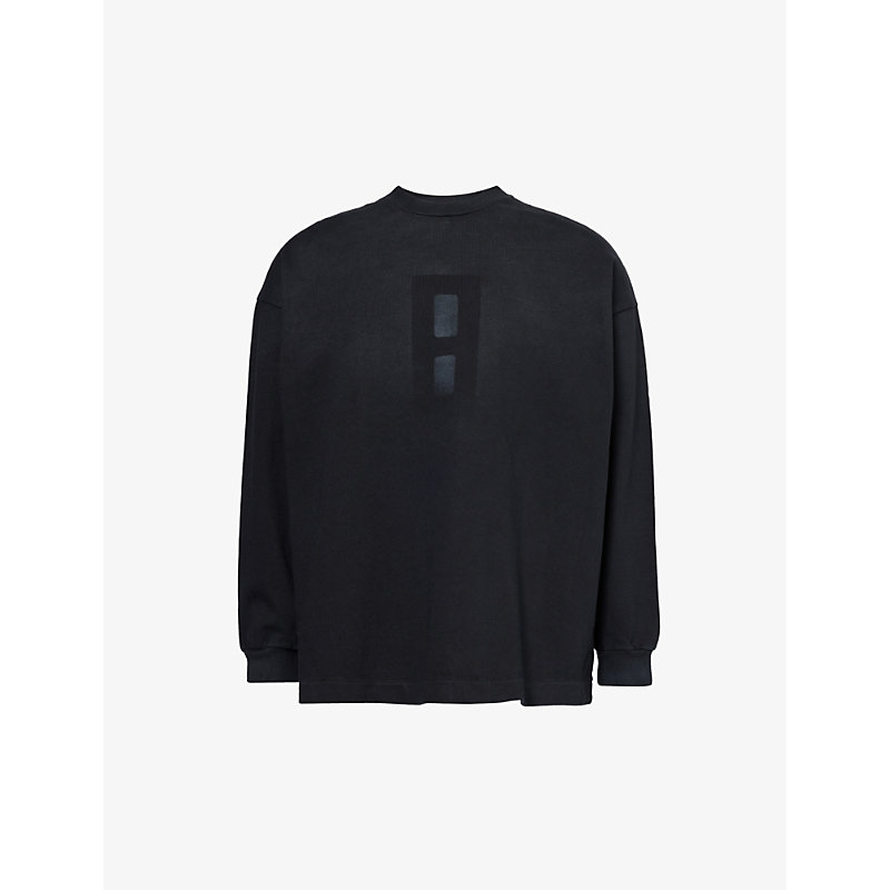 Shop Fear Of God Men's Black Long-sleeved Relaxed-fit Cotton-jersey T-shirt