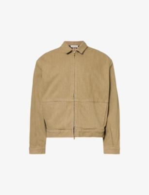 Shop Fear Of God Brand-patch Relaxed-fit Denim Jacket In Deer