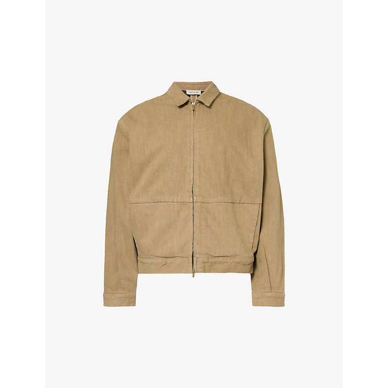 Shop Fear Of God Brand-patch Relaxed-fit Denim Jacket In Deer