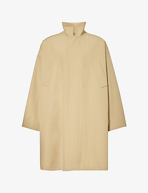 FEAR OF GOD: Brand-patch funnel-neck relaxed-fit wool coat