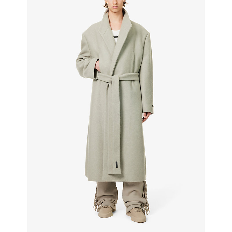 Shop Fear Of God Men's Paris Sky Tie-fastened Relaxed-fit Wool Overcoat