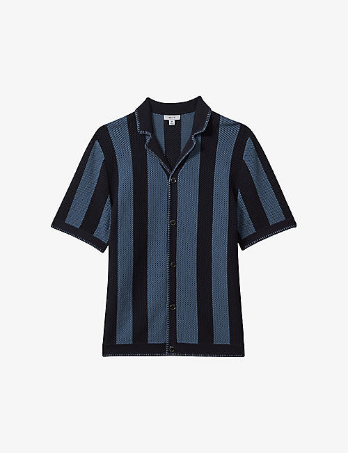 REISS: Naxos striped knitted shirt