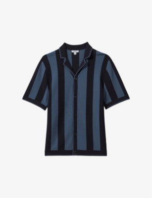 Reiss Naxos Striped Knitted In Navy/blue
