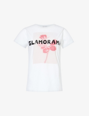 Bella Freud Womens White Glamorama Graphic-print Organic Cotton-jersey T-shirt