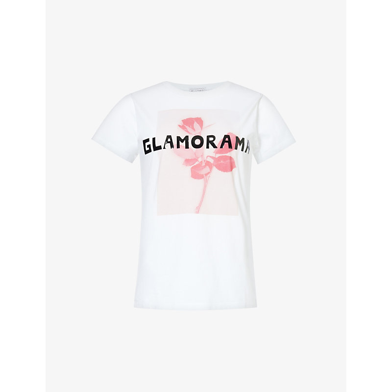 Bella Freud Womens White Glamorama Graphic-print Organic Cotton-jersey T-shirt