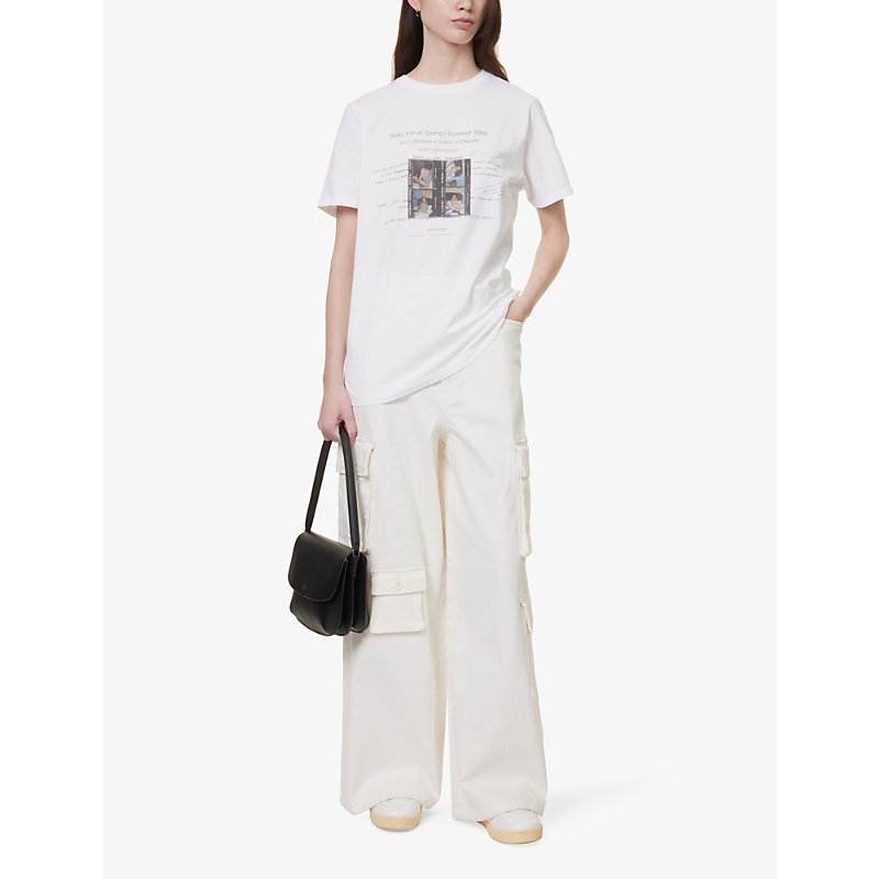 Shop Bella Freud Womens White Lady Behave Graphic-print Cotton-jersey T-shirt