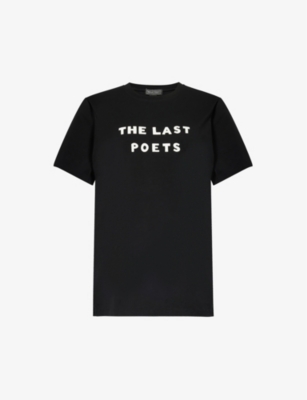 Bella Freud Womens Black The Last Poets Text-print Organic Cotton-jersey T-shirt