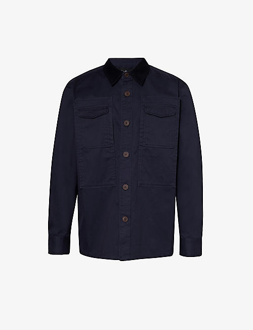BARBOUR: Faulkner corduroy-collar cotton-twill overshirt