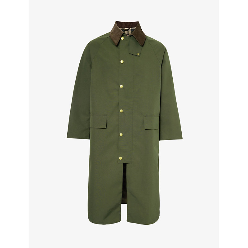 Barbour Burghley Corduroy-collar Shell Jacket In Sage/ancient