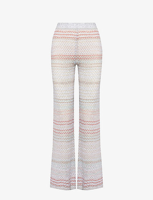 MISSONI: Striped sequin-embellished wide-leg knitted trousers