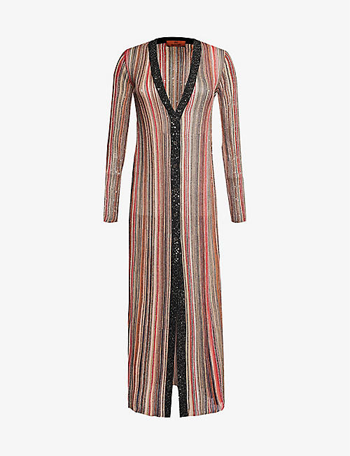 MISSONI: Striped sequin-embellished knitted cardigan