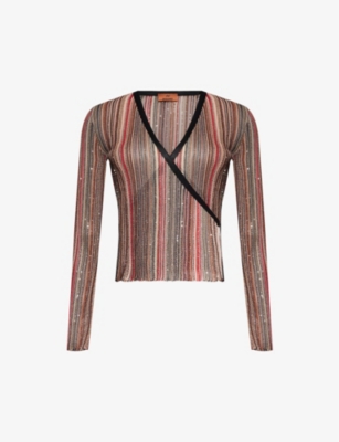 Missoni Womens Multi-coloured Striped Sequin-embellished Knitted Top In Multi-coloured