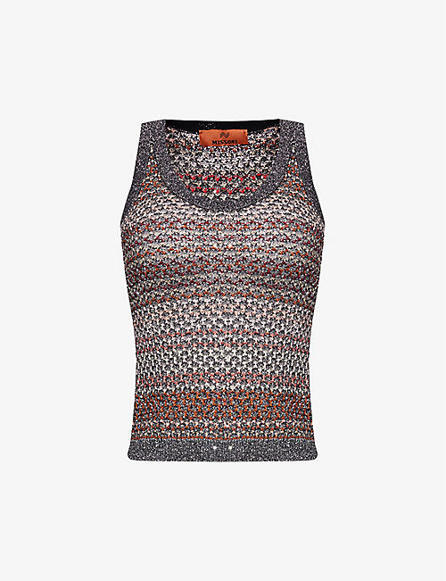 MISSONI: Metallic sequin-embellished knitted top