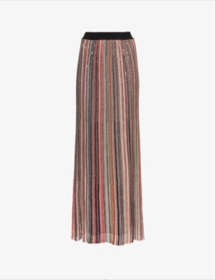 MISSONI - Striped sequin-embellished knitted maxi skirt