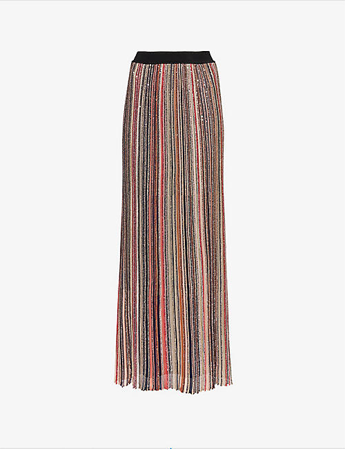 MISSONI: Striped sequin-embellished knitted maxi skirt