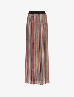 Shop Missoni Women's Striped Sequin-embellished Knitted Maxi Skirt In Multi-coloured