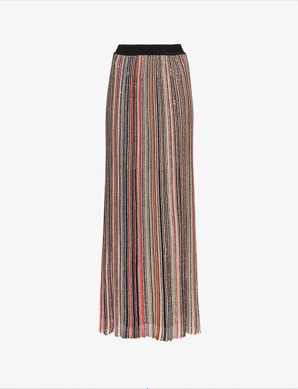 Shop Missoni Striped Sequin-embellished Knitted Maxi Skirt In Multi-coloured