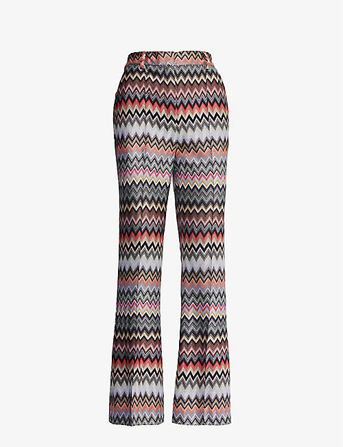 MISSONI: Chevron-pattern straight-leg mid-rise cotton-blend trousers