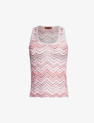 Missoni Womens Multi-coloured Chevron-pattern Sequin-embellished Knitted Top