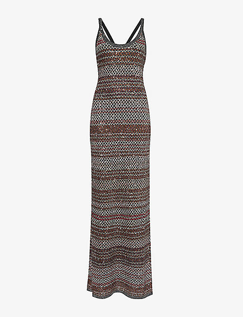 MISSONI: Metallic sequin-embellished knitted maxi dress