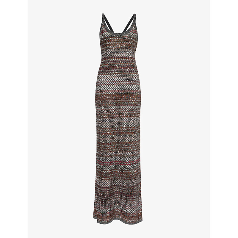 Missoni Womens Multi-coloured Metallic Sequin-embellished Knitted Maxi Dress