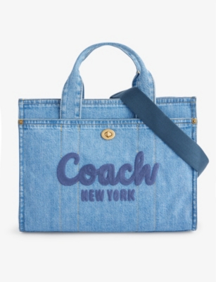 COACH: Cargo 42 logo-embroidered denim tote bag