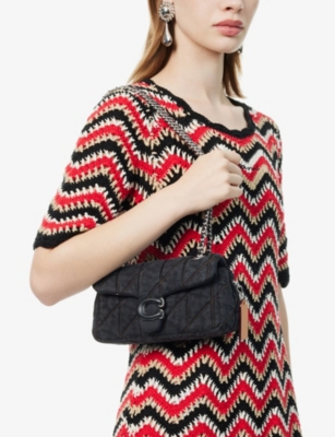 Shop Coach Women's Lh/black Tabby 20 Denim Shoulder Bag
