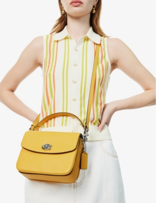 Shop Coach Cassie 19 Leather Cross-body Bag In Lh/canary