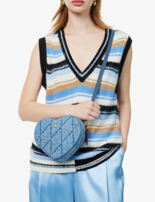 Shop Coach Heart Denim Crossbody Bag In B4/indigo