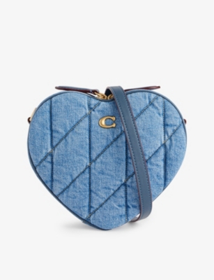 Shop Coach Heart Denim Crossbody Bag In B4/indigo