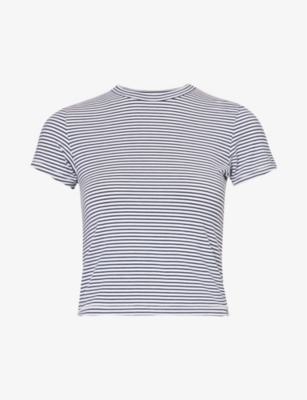 Shop Rag & Bone Women's Blackwht Luca Stripe-pattern Stretch-modal T-shirt