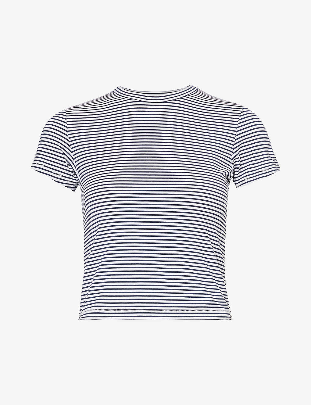 Shop Rag & Bone Luca Stripe-pattern Stretch-modal T-shirt In Blackwht